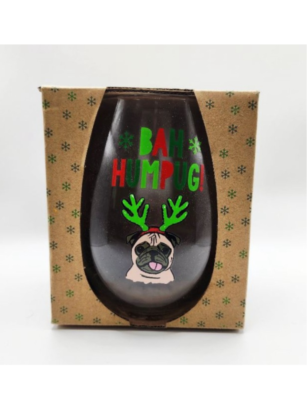Unisex TMD Bah Humpug Christmas Oversized Stemless Wine Glass Clear Green